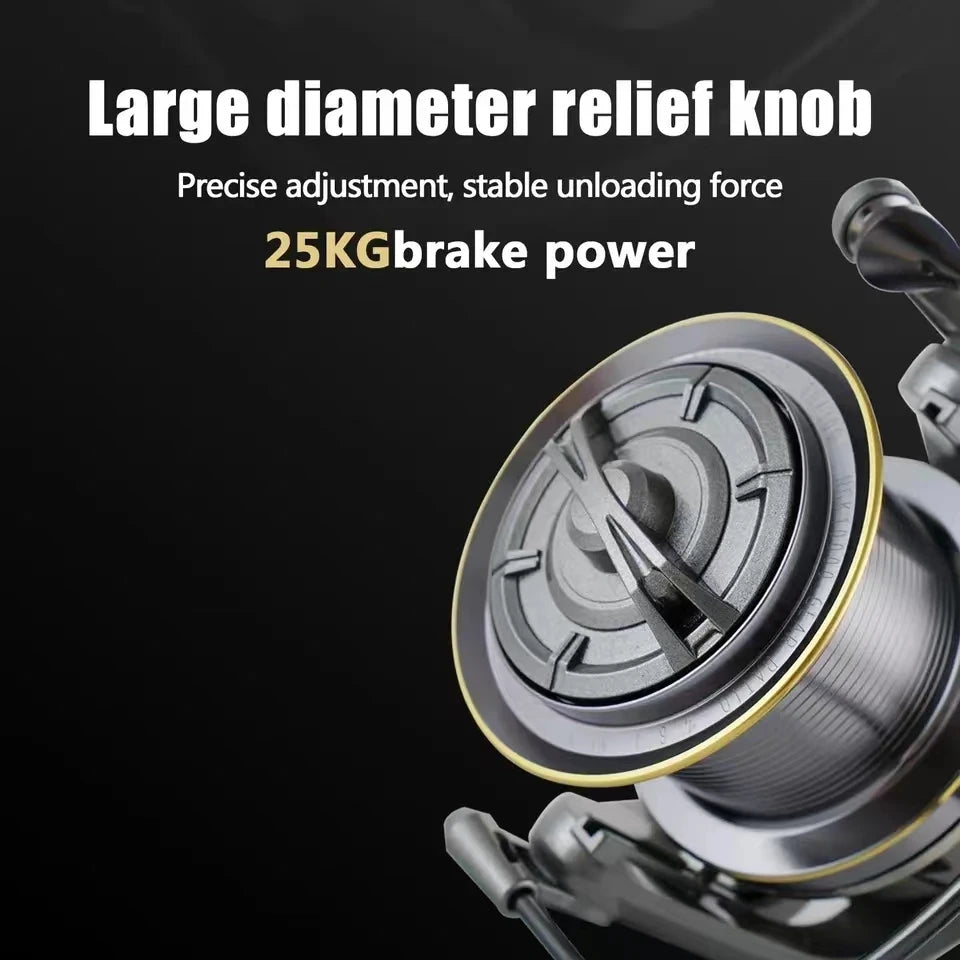 Rooblinos Stainless Steel Bearing Spinning Fishing Reel 8000 9000 10000 12000 14000 25KG Powerful Reel Saltwater Fresh Water