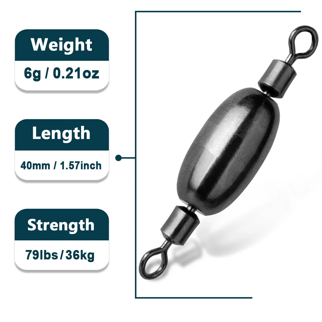 9KM 5Pcs Fishing Weights Sinkers with Swivel for Trolling Fishing Line Connector