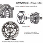 Goture Fly Fishing Reel 3/4 5/6 7/8 9/10 2+1BB Max Drag 8kg Lightweight CNC-machined Large Arbor Left/Right Fly Reel+Spare Spool