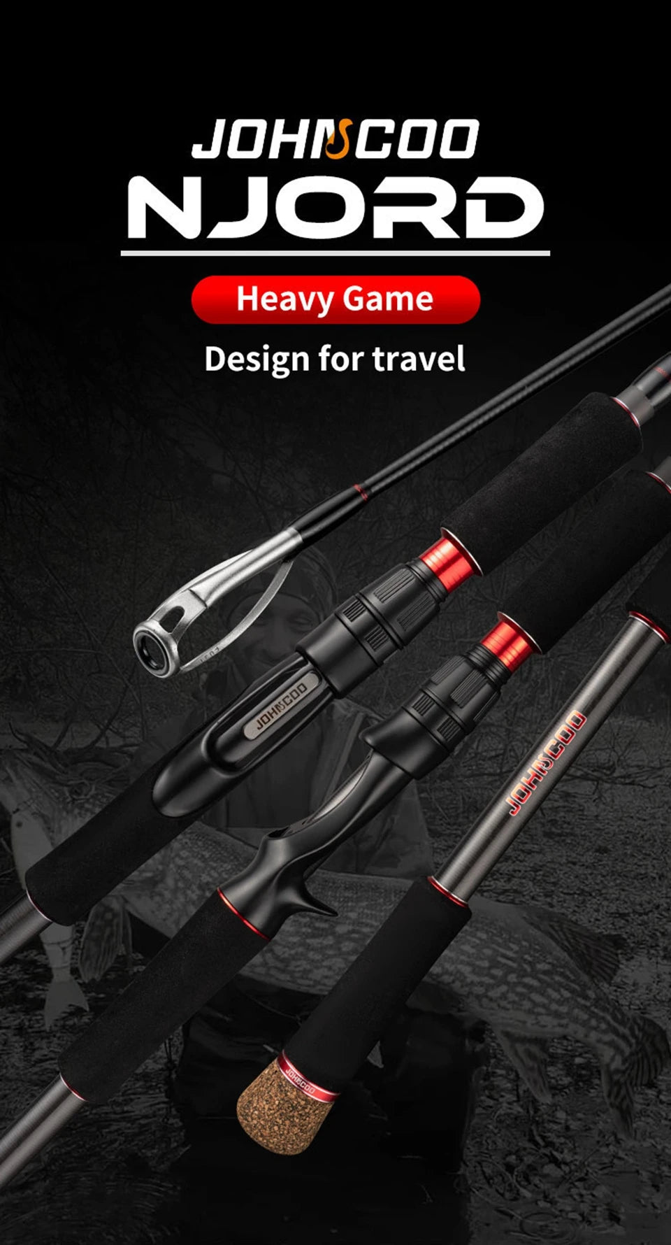Fishing Rod 6 Section Casting Spinning Portable Travel Fishing Rod 30T Carbon Fiber For Big Game Rod Ultralight Weight