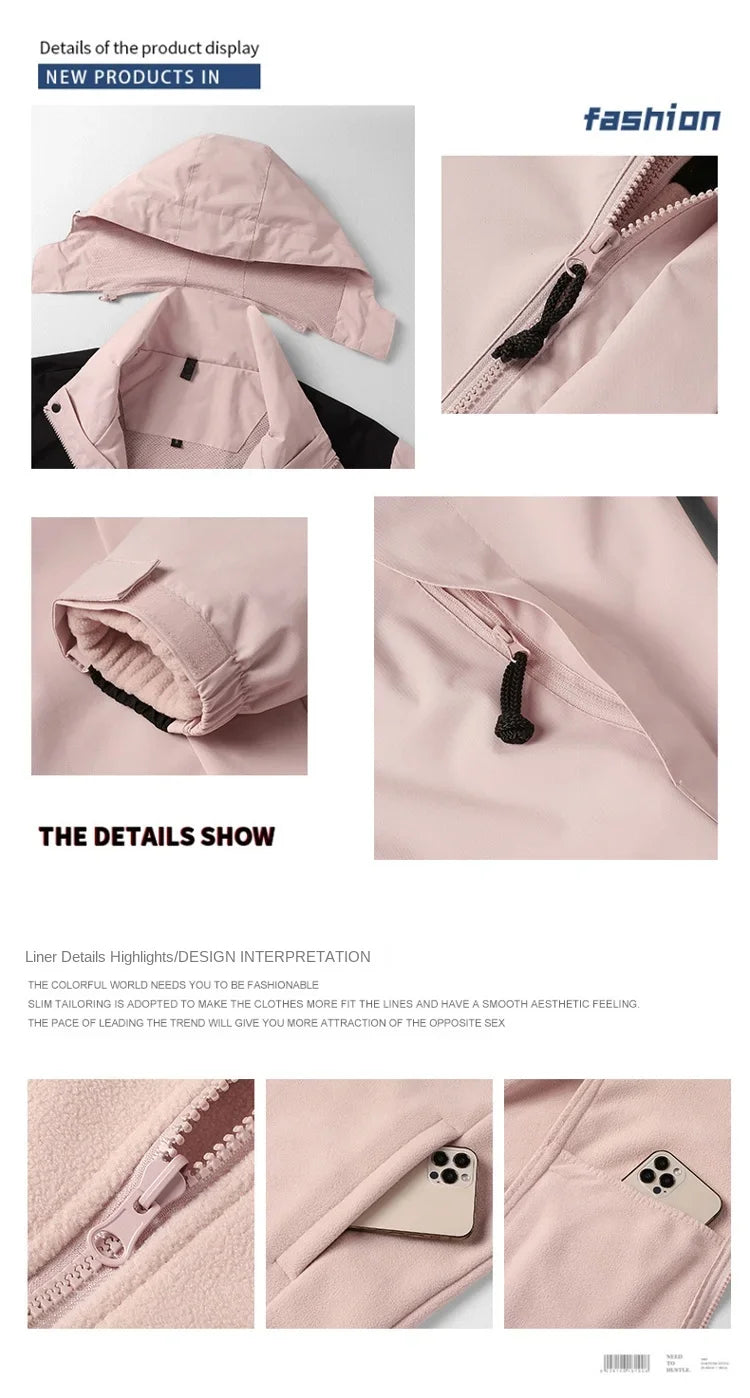 Outdoor Windproof Waterproof Warm Breathable Wear-resistant Jacket For Autumn Winter Outdoor Sports Hiking Couple's Jacket