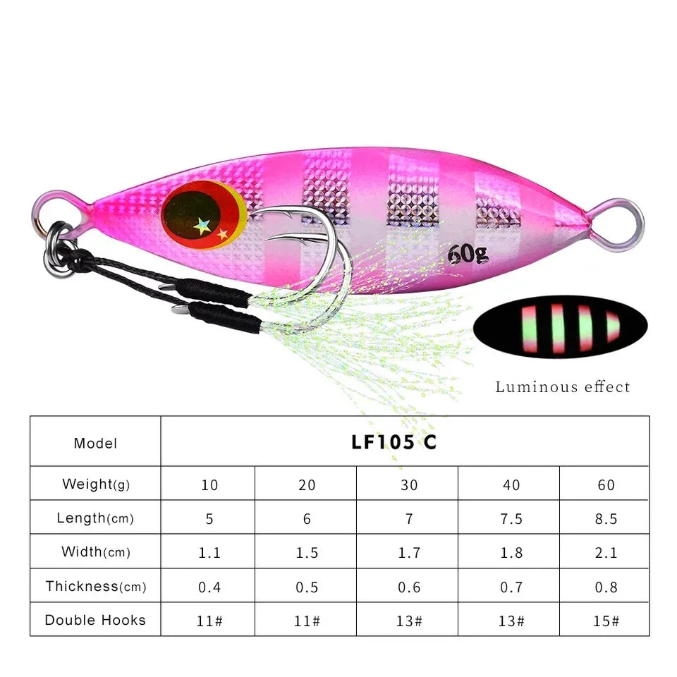 Big Jig Fishing Lure Weights 10g-60g Fishing Jigs Saltwater Lures Metal Bass Jig Isca Artificial Fake Fish Glitter Holographic