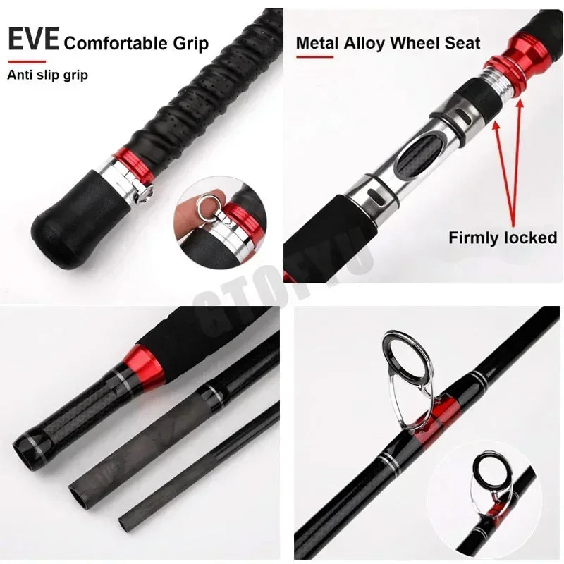 Fishing Lure Rod 1.8m 2.1m Lure 70-250g Strong Trolling Fishing Rod Carbon Hard Fast Surf Boat  Spining Fishing Rods Travel Pole