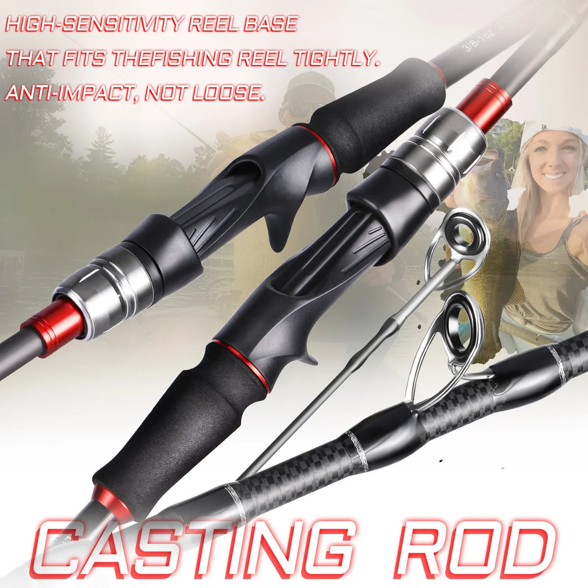 Sougayilang Lure Fishing Rod 1.8m 2.1m Spinning  Bait Casting Rod Carbon Fiber EVA Handle Fishing Pole for Fishing Pesca