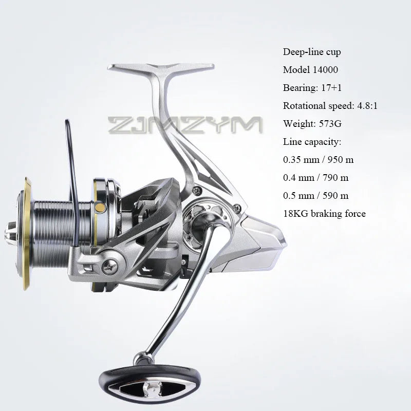 18KG Large Drag Fishing Reels Sea Fishing Waterproof Spinning Reel 4.8:1 Speed Saltwater Freshwater Carp Fishing Reel Fish Pesca