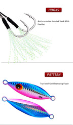 Big Jig Fishing Lure Weights 10g-60g Fishing Jigs Saltwater Lures Metal Bass Jig Isca Artificial Fake Fish Glitter Holographic