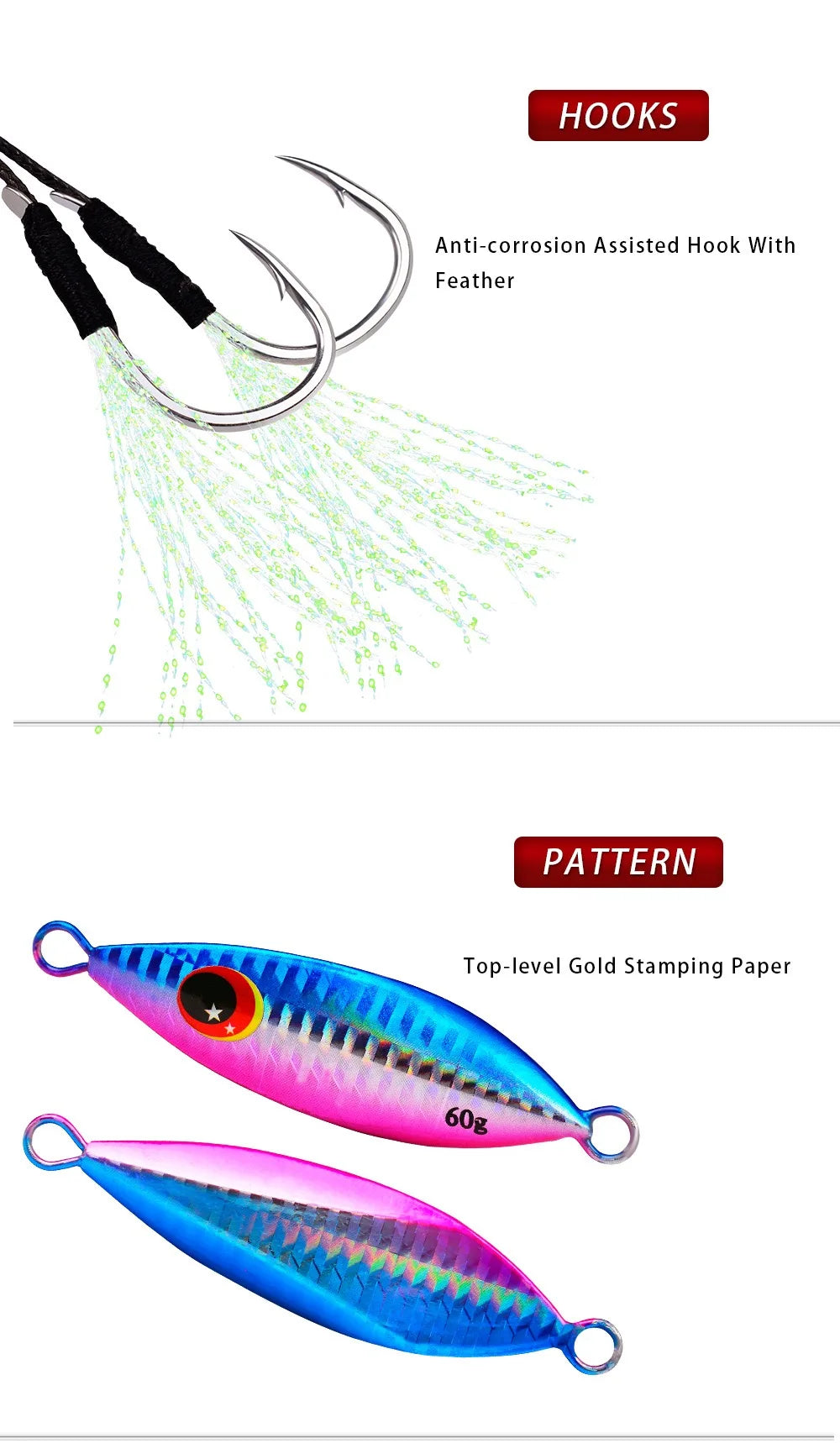 Big Jig Fishing Lure Weights 10g-60g Fishing Jigs Saltwater Lures Metal Bass Jig Isca Artificial Fake Fish Glitter Holographic
