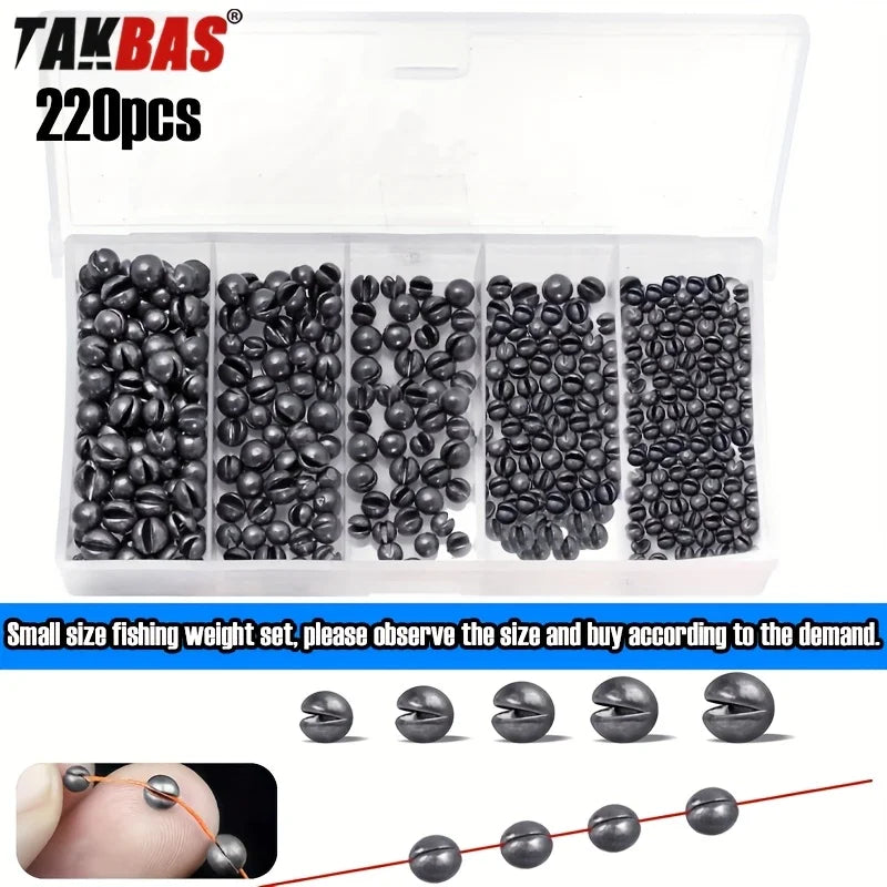 TAKBAS 220PCS Split Shot Fishing Weights, Lead Fly Fishing Weights, Split Shot Carp Fishing Weights