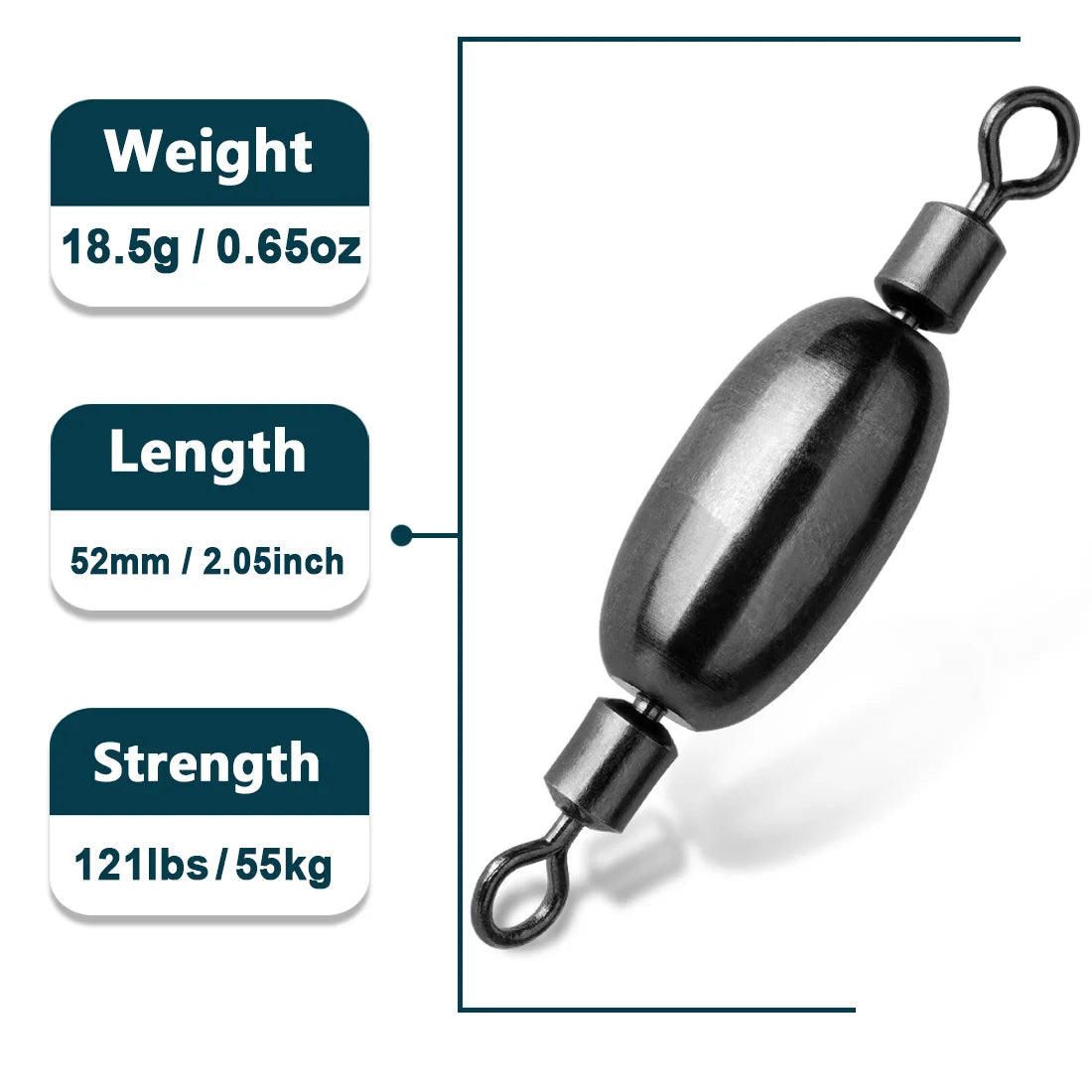9KM 5Pcs Fishing Weights Sinkers with Swivel for Trolling Fishing Line Connector