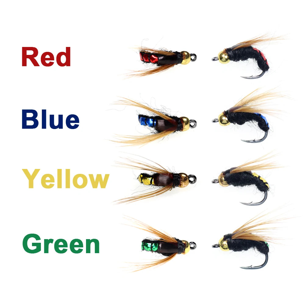5/10/32pc Flies Kit Brass Bead Head Fast Sinking Nymph Scud Fly Bug Worm Trout Fishing Flies Artificial Insect Bait Fishing Lure