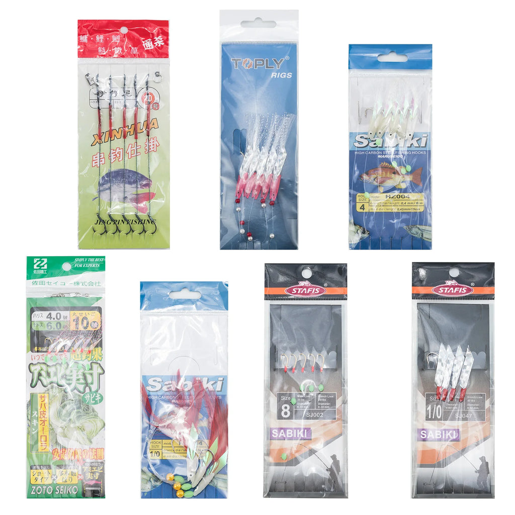 Mackerel Feather Rigs for Sea Fishing Mackerel Bait Hooks Lures Sea Fishing Rig Feather Hook Boat Shore Beach Striped Bass Pesca