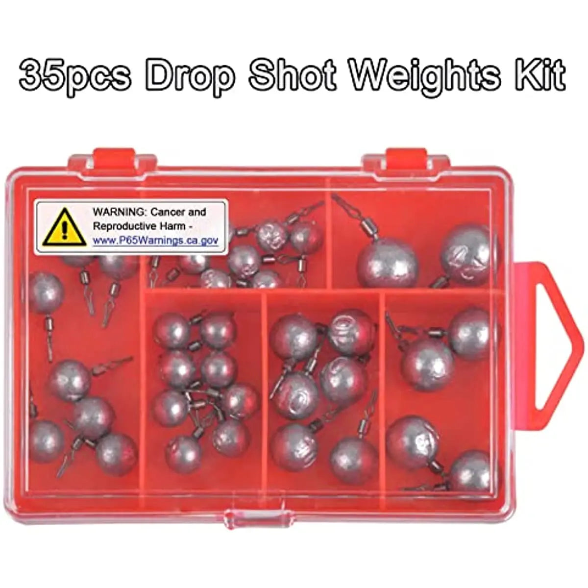 35PCS Drop Shot Weights Kit Fishing Weights Sinkers Drop Shot Fishing Sinker Rig Round Fishing Weights Bass fishing tackle