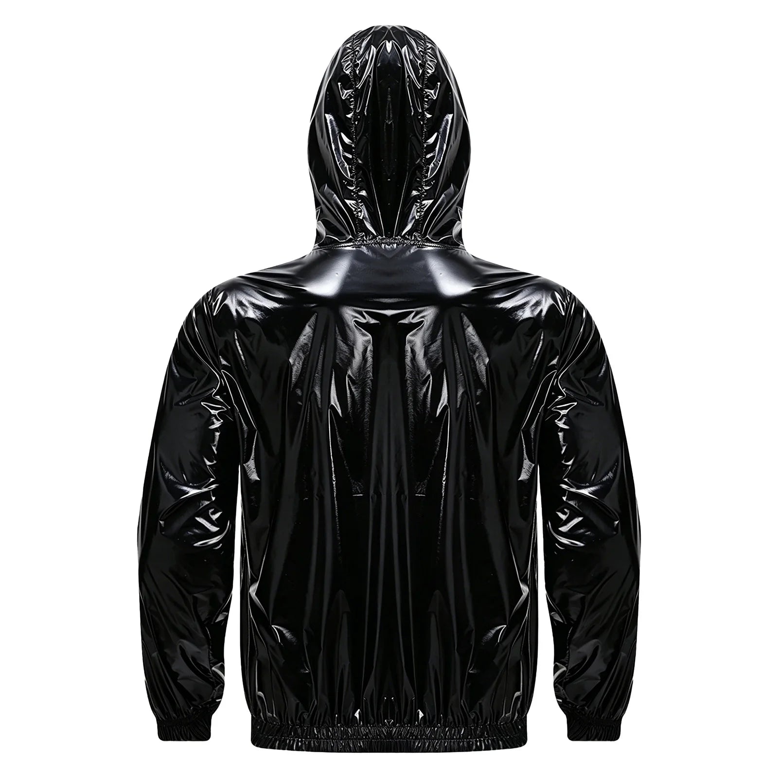 Men Waterproof Hooded Jacket Long Sleeve Front Zip-up Drawstring Hood Outerwear Windbreaker Raincoat for Hiking Fishing Biking