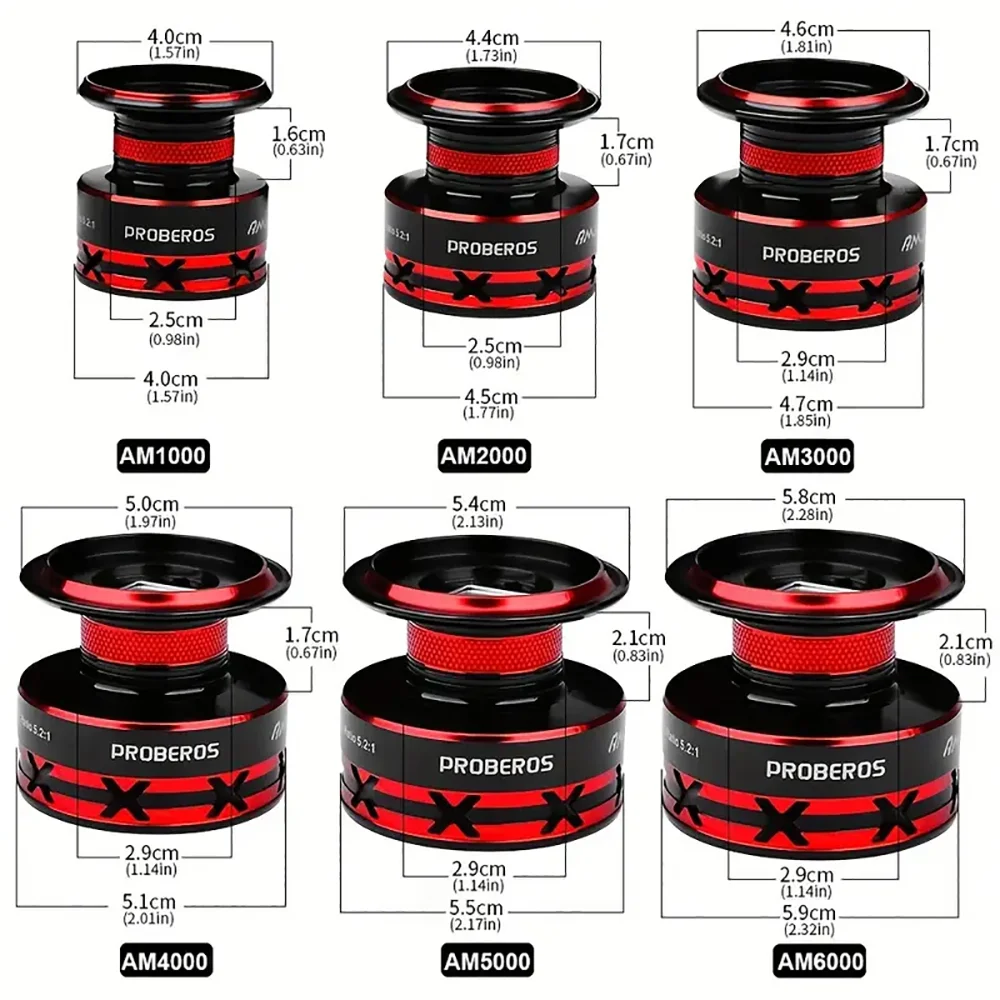 PROBEROS Fishing Reel 5.2:1 1000-6000 Max Drag 9KG Spinning Reels Metal Spool Reel drag fishing reel,Fishing Accessories