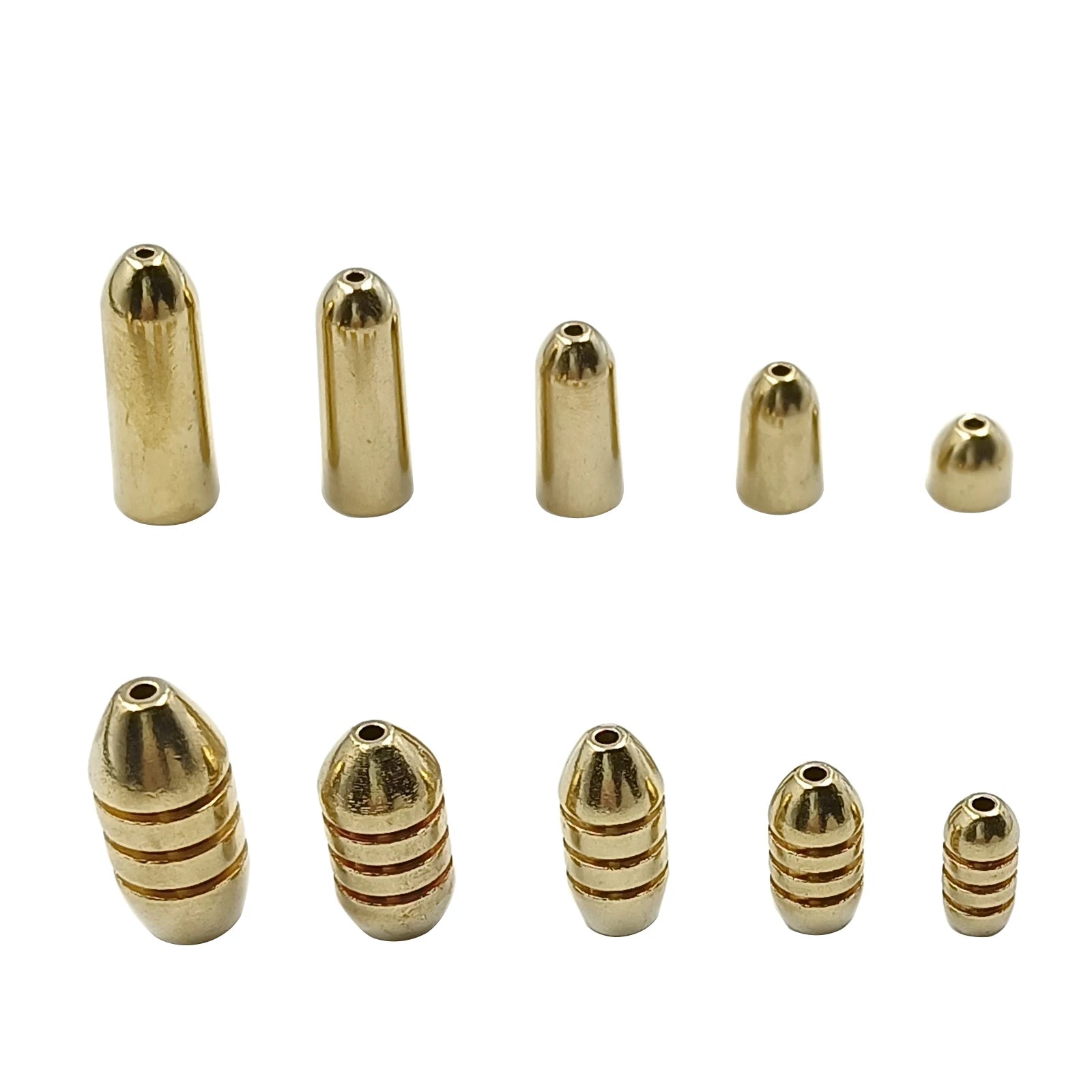 50Pcs Brass Fishing Weights Bullet Copper Sinkers Texas Carolina Rig Tackle Sliding Slip Sinker Worm Weights 1.8g-10g