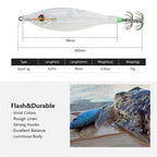 Fishing Accessories 78Mm 10G Floating Squid Jig Jigging Fishing Lure Artificial Plastic Squid Hook for Sea Boat Fishing Tools