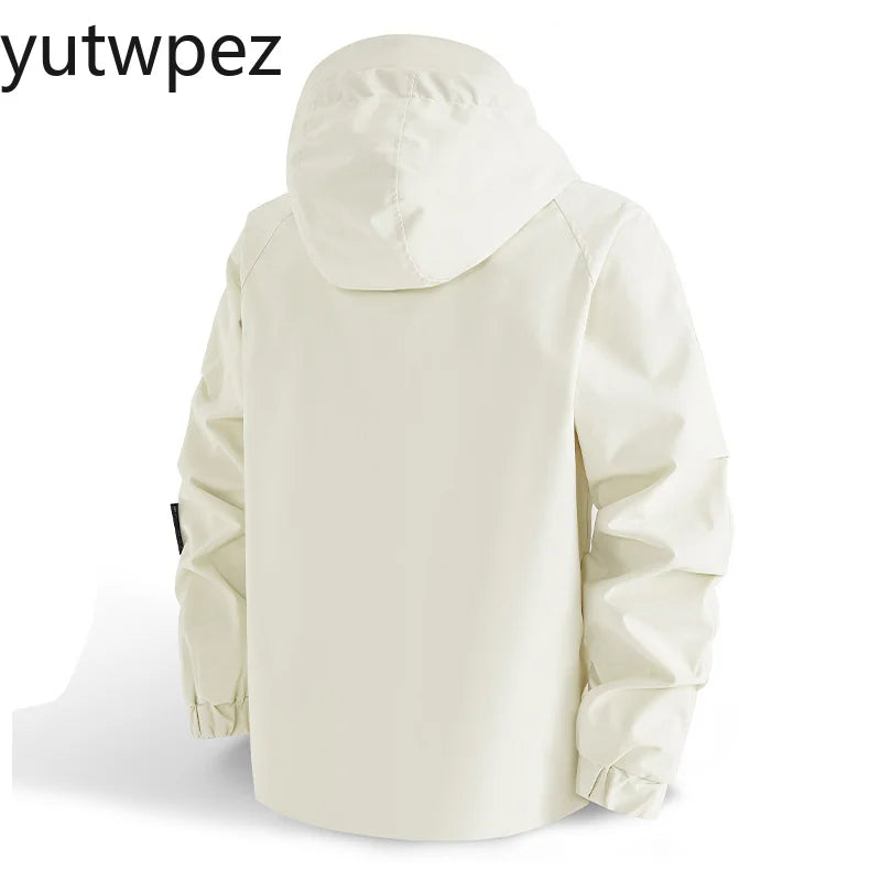 Waterproof Jacket Men Outdoor Hiking Camping Windbreaker Hooded Softshell Zip Up Coats Lightweight Unisex Spring Autumn Coats