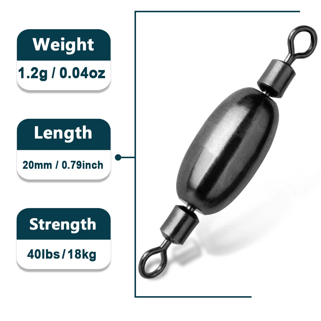 9KM 5Pcs Fishing Weights Sinkers with Swivel for Trolling Fishing Line Connector