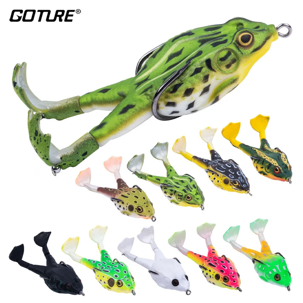 Frog Soft Bait Lure Fishing Tackle Weights 8.4-16.6g Rotating Silicone Double Hooks Bait Floating Topwater Lures Pesca Pike Fish