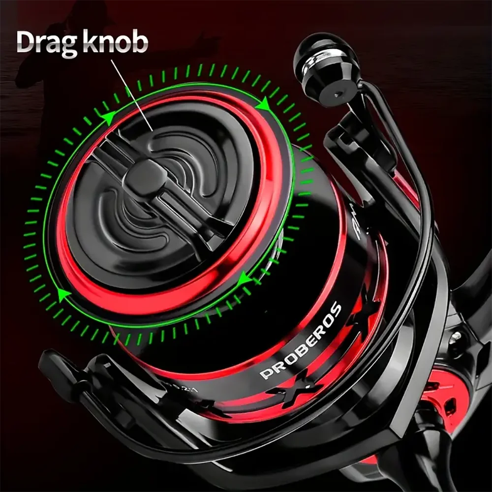 PROBEROS Fishing Reel 5.2:1 1000-6000 Max Drag 9KG Spinning Reels Metal Spool Reel drag fishing reel,Fishing Accessories