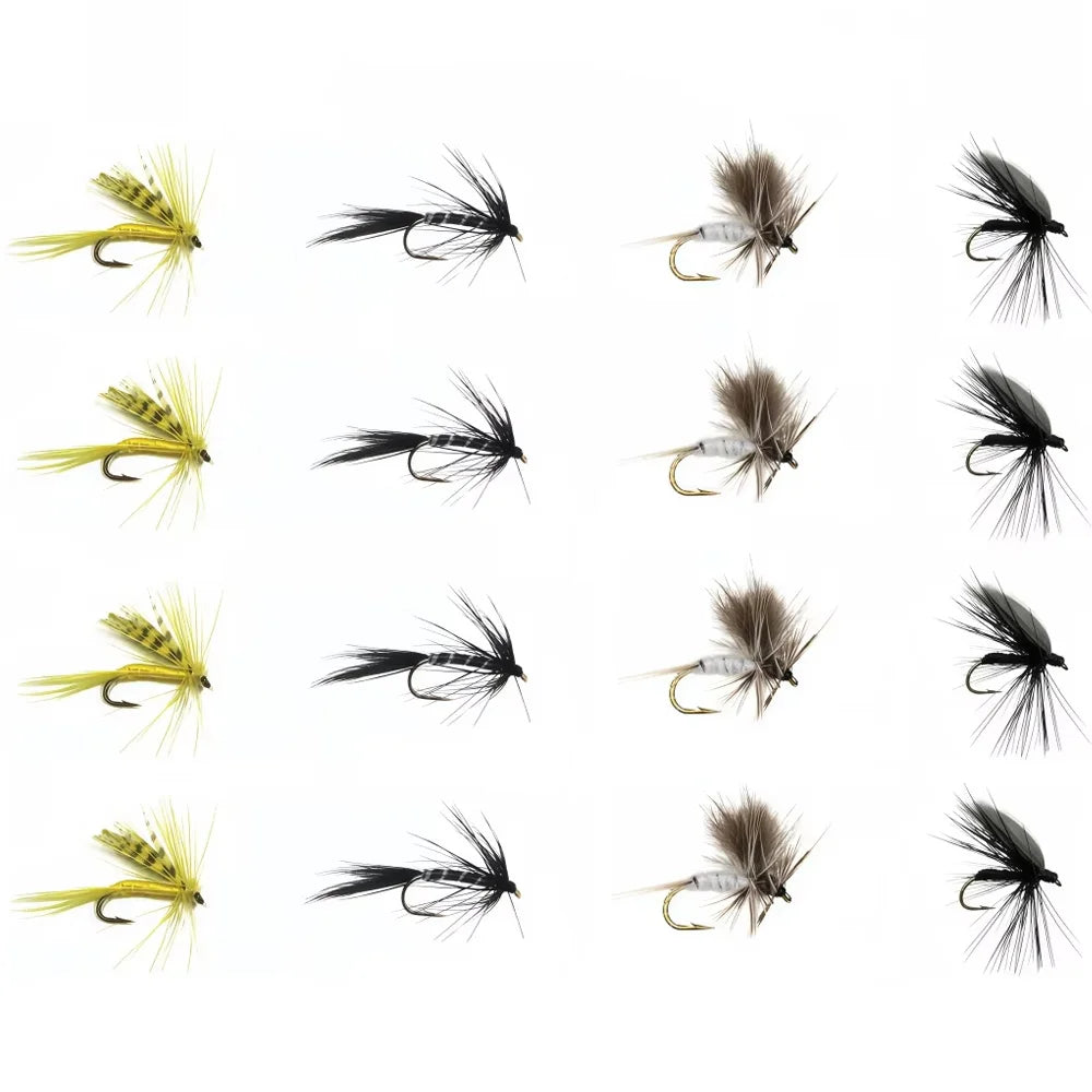 12Pcs Dry Flies for Trout, 4 Sizes Mosquito Imitation Fishing Flies, Premium Fly Fishing Lures for Freshwater Bass Salmon