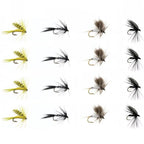 12Pcs Dry Flies for Trout, 4 Sizes Mosquito Imitation Fishing Flies, Premium Fly Fishing Lures for Freshwater Bass Salmon