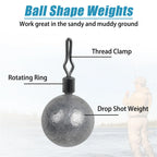 35PCS Drop Shot Weights Kit Fishing Weights Sinkers Drop Shot Fishing Sinker Rig Round Fishing Weights Bass fishing tackle