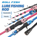 ROLLFISH 1pcs Portable Travel Telescopic Fishing Rod 1.2m/1.5m Light Weight Spinning Casting Carbon Fiber Lure Fishing Rod