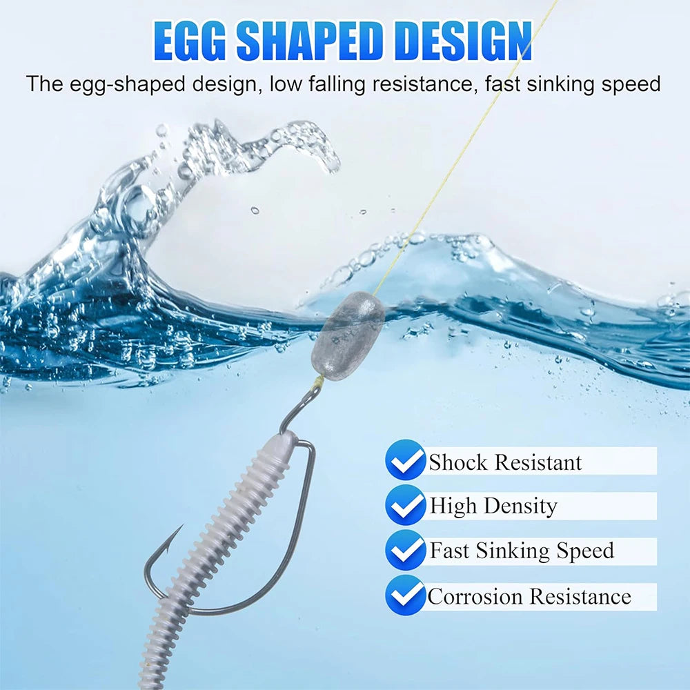 14Pcs Fishing Weights Egg Sinkers Saltwater Fishing Weights for Bottom Rig Carolina Rigs Weight Sinkers Saltwater Freshwater