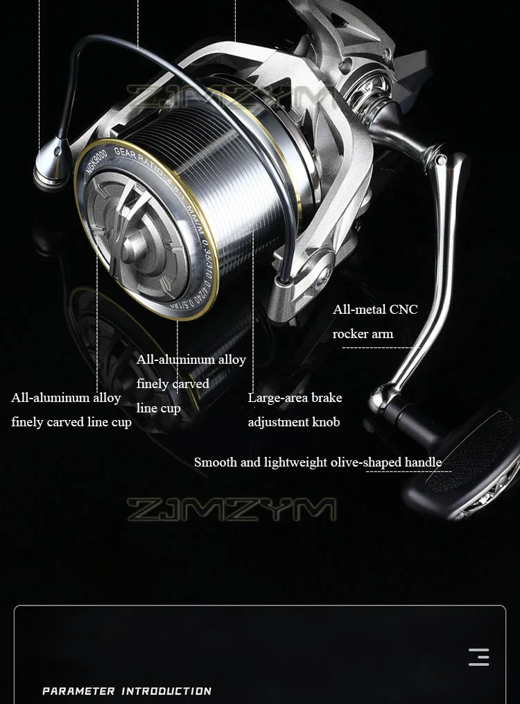 18KG Large Drag Fishing Reels Sea Fishing Waterproof Spinning Reel 4.8:1 Speed Saltwater Freshwater Carp Fishing Reel Fish Pesca