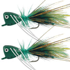 2Pcs Fly Fishing Popper Lures Bass Popper Flies Dry Fly Fishing Flies Topwater Panfish Bluegill Popper Bait Bug with Hooks