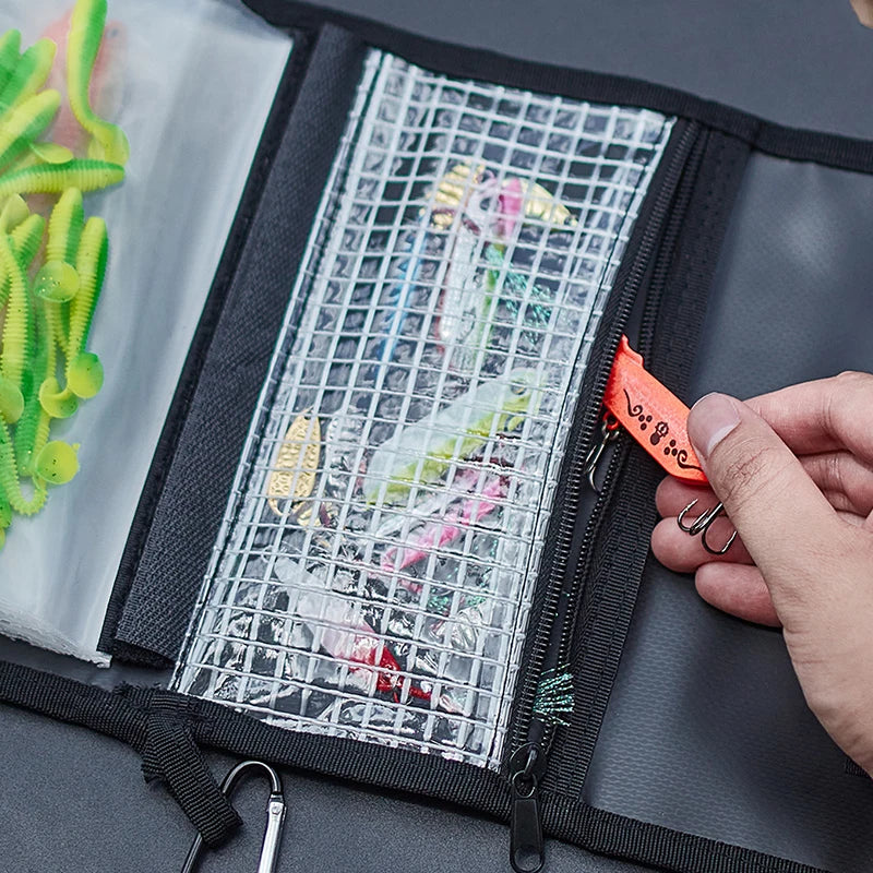 Fishing Gear Accessory Bag, Outdoor Waterproof Portable Multi-Functional Soft Lure Storage Pouch