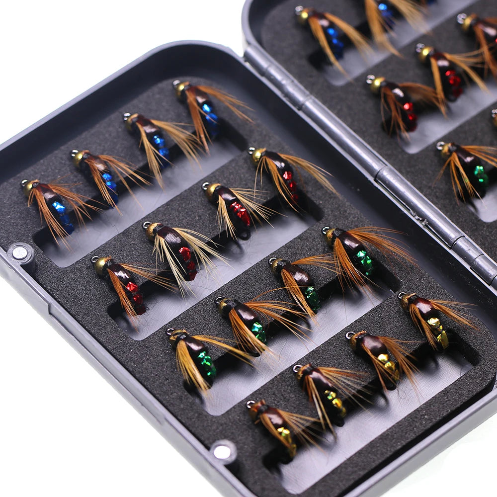 5/10/32pc Flies Kit Brass Bead Head Fast Sinking Nymph Scud Fly Bug Worm Trout Fishing Flies Artificial Insect Bait Fishing Lure