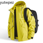 Waterproof Jacket Men Outdoor Hiking Camping Windbreaker Hooded Softshell Zip Up Coats Lightweight Unisex Spring Autumn Coats