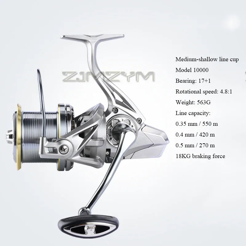 18KG Large Drag Fishing Reels Sea Fishing Waterproof Spinning Reel 4.8:1 Speed Saltwater Freshwater Carp Fishing Reel Fish Pesca