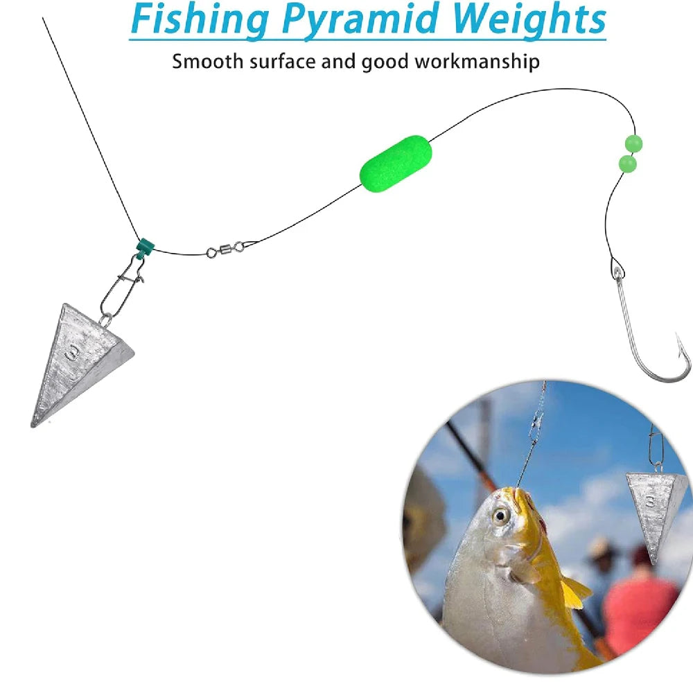 4pcs Fishing Weights Sinkers Pyramid Sinker Catfish Fishing Weights for Surf Fishing Rig Saltwater Fishing Gear Tackle 1/2/3/4OZ