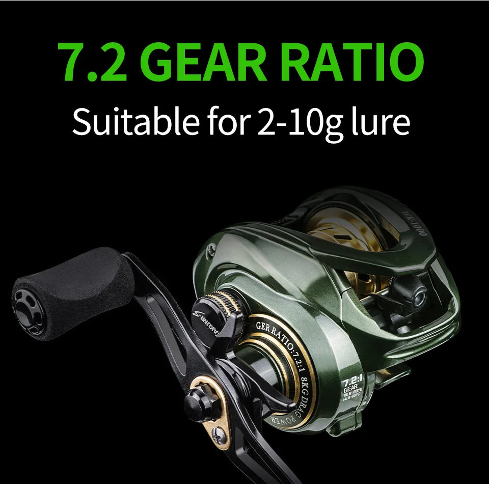 LINNHUE Baitcasting Fishing Reel Micro Fish WK1000 Reel Max Drag 8kg Gear Ratio 7.2:1 Fishing Reel Goods Accessorie