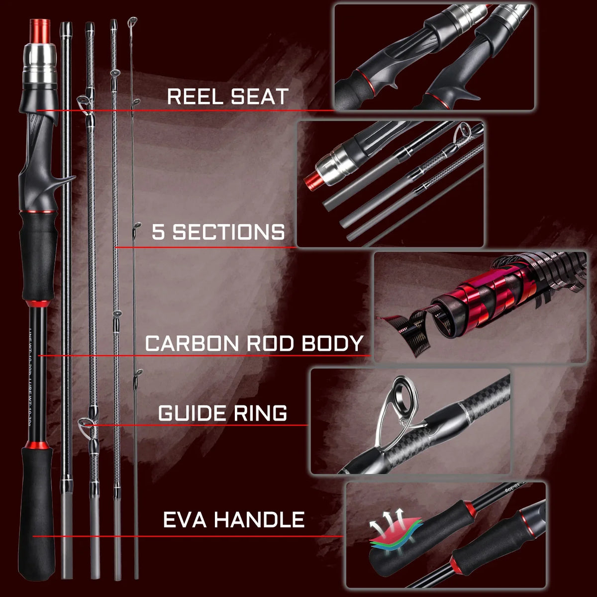 Sougayilang Lure Fishing Rod 1.8m 2.1m Spinning  Bait Casting Rod Carbon Fiber EVA Handle Fishing Pole for Fishing Pesca