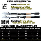Baitcasting Lure Fishing Rod Spinning Telescopic 8g-25g Wooden Handle Carbon Casting Fishing Tackle Professional Light-weight