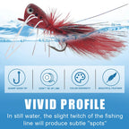2Pcs Fly Fishing Popper Lures Bass Popper Flies Dry Fly Fishing Flies Topwater Panfish Bluegill Popper Bait Bug with Hooks
