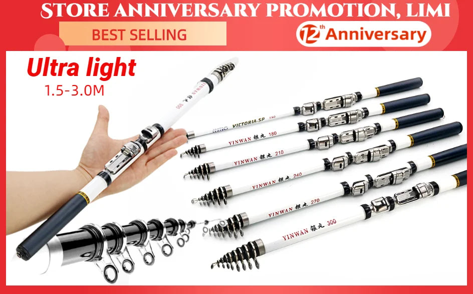 Telescopic Rock Fishing Rod Spinning Fly Carp Feeder Carbon Fiber Pesca 3M 2.7M 2.4M 2.1M 1.8M 1.5M Mini Travel Rod  Reel Seat