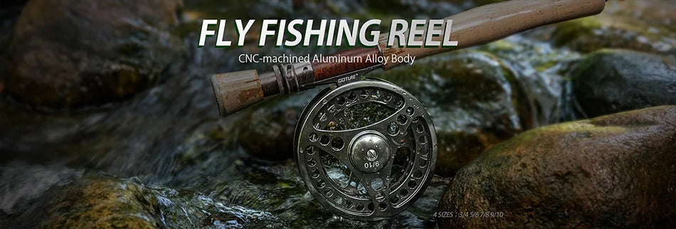 Goture Fly Fishing Reel 3/4 5/6 7/8 9/10 2+1BB Max Drag 8kg Lightweight CNC-machined Large Arbor Left/Right Fly Reel+Spare Spool