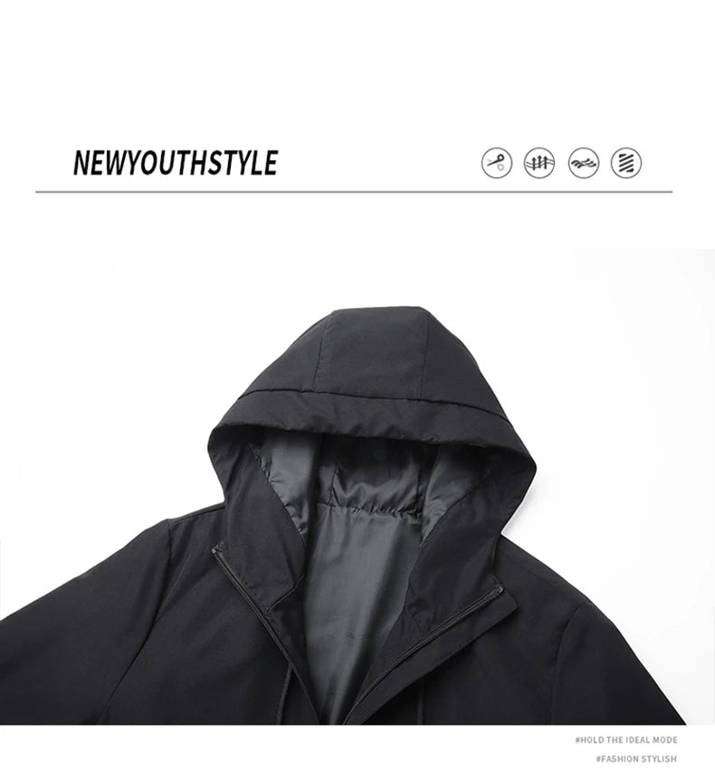Waterproof Jacket Men Outdoor Softshell Zip Up Hooded Jacket Windbreaker Hiking Camping Coats Lightweight Spring Autumn Coats