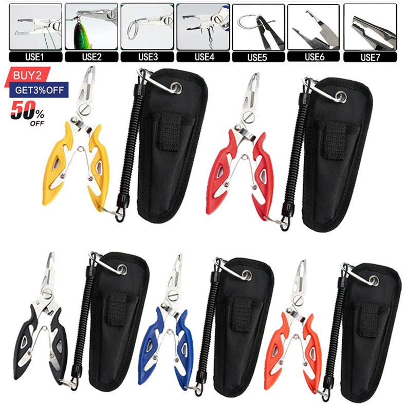 Fishing Pliers Tools Accessories for Goods Tackle Pliers Vise Knitting Flies Scissors Braid Set Fish  Tongs Multifunction