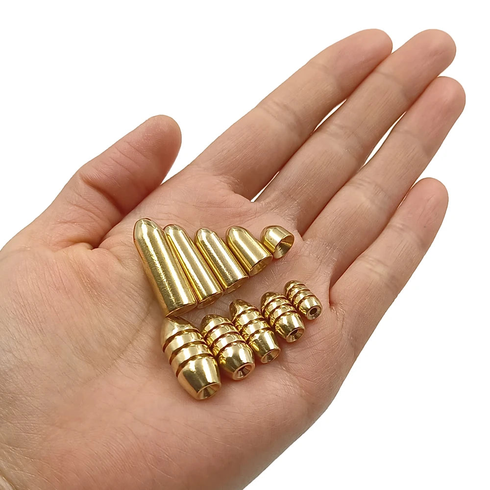 50Pcs Brass Fishing Weights Bullet Copper Sinkers Texas Carolina Rig Tackle Sliding Slip Sinker Worm Weights 1.8g-10g
