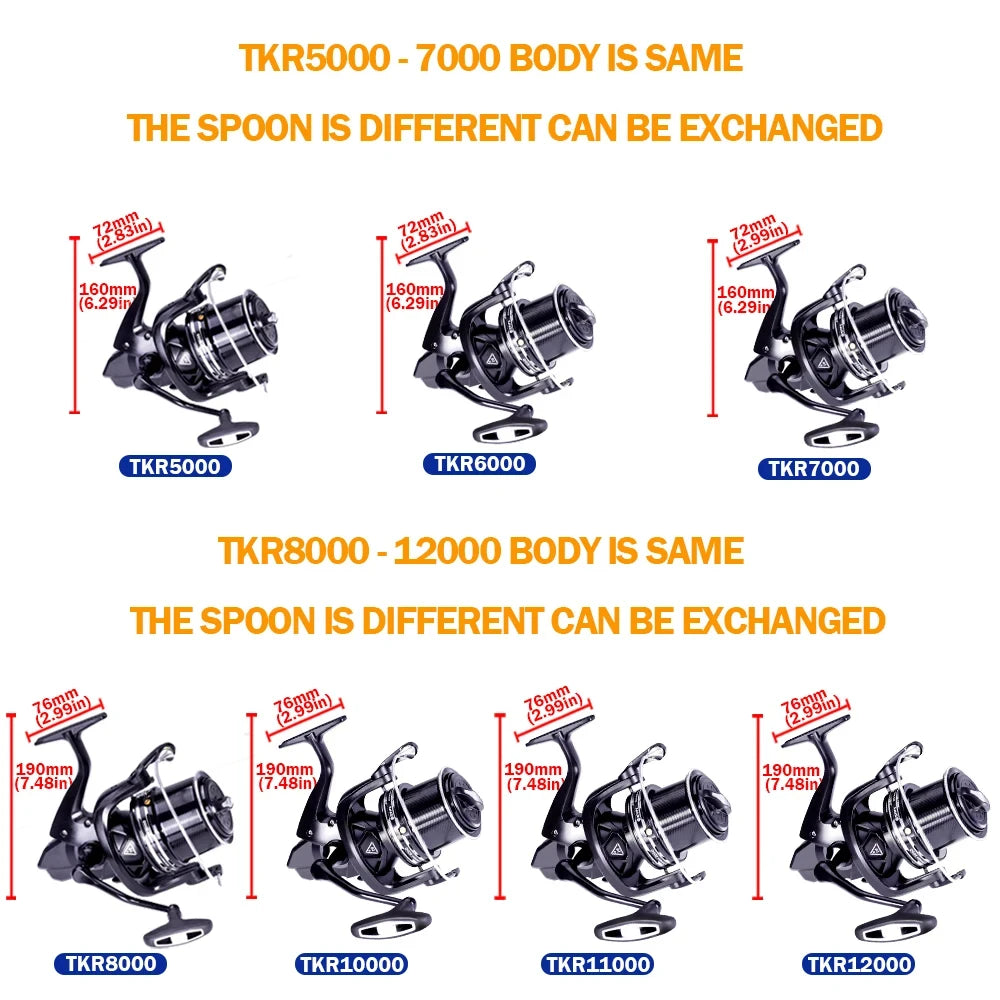 Fishing Reel Distant Wheel Sea Surf Spinning Reels Carbon Drag 27kg 13+1BB Saltwater Boat Coil Accesorios Open Face Carretilha
