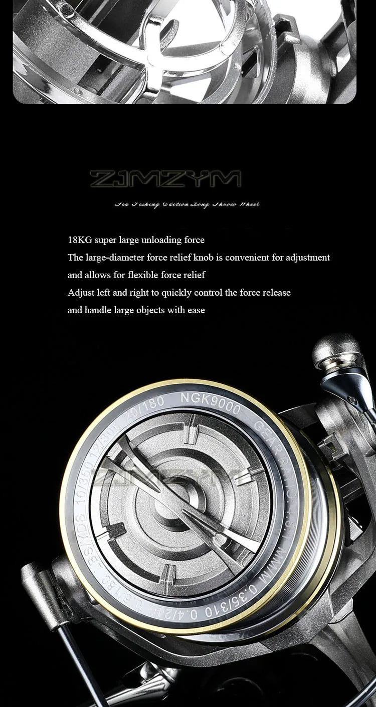 18KG Large Drag Fishing Reels Sea Fishing Waterproof Spinning Reel 4.8:1 Speed Saltwater Freshwater Carp Fishing Reel Fish Pesca