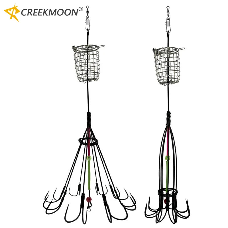 Fishing Accessories 8 Claw 16 Hooks Squid Bait Trap Cage Fishing Lure Cages Octopus Hook Trap Basket Fishing Gear Tools Tackle