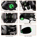 Fishing Baitcasting Reel All Metal Spool 18+1BB 10kg/22LB Max Drag Speed Ratio 7.2:1 Magnetic Metal Casting Pesca Fishing Reels