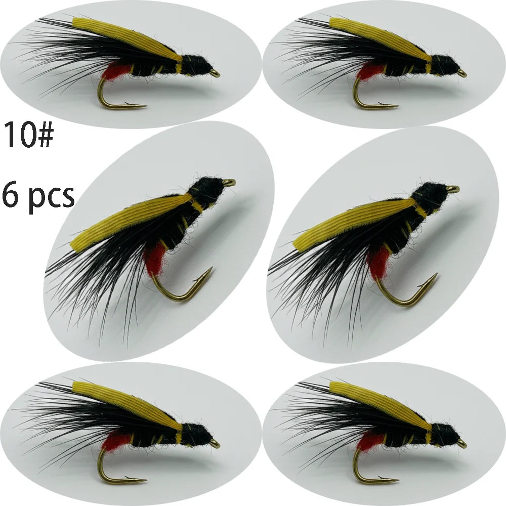 6 Pcs Wet Flies: Hand-Tied Insect Imitations. These Slow-Sinking Lures Are Designed for Effectively Searching Various Water B